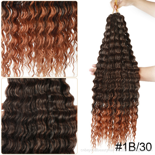 Black Crochet Hair Customs Size Synthetic Long Curly Braiding Hair Water Wave Crochet Wavy Braiding Hair For RU